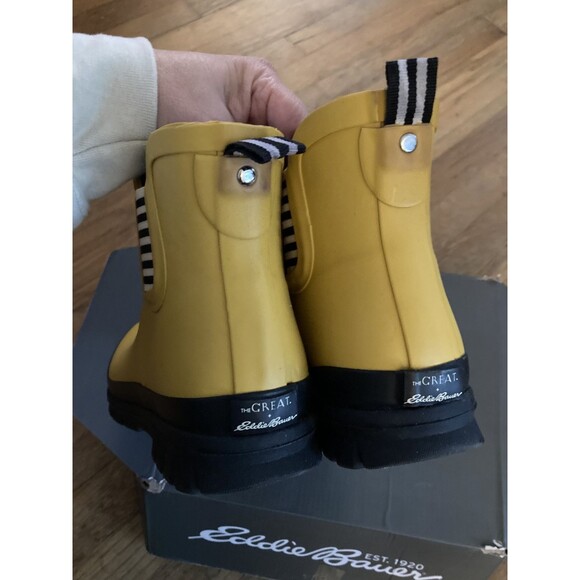 The Great x Eddie Bauer Greta Chelsea Rain Boots 10 Ankle Yellow Amber - Picture 3 of 12